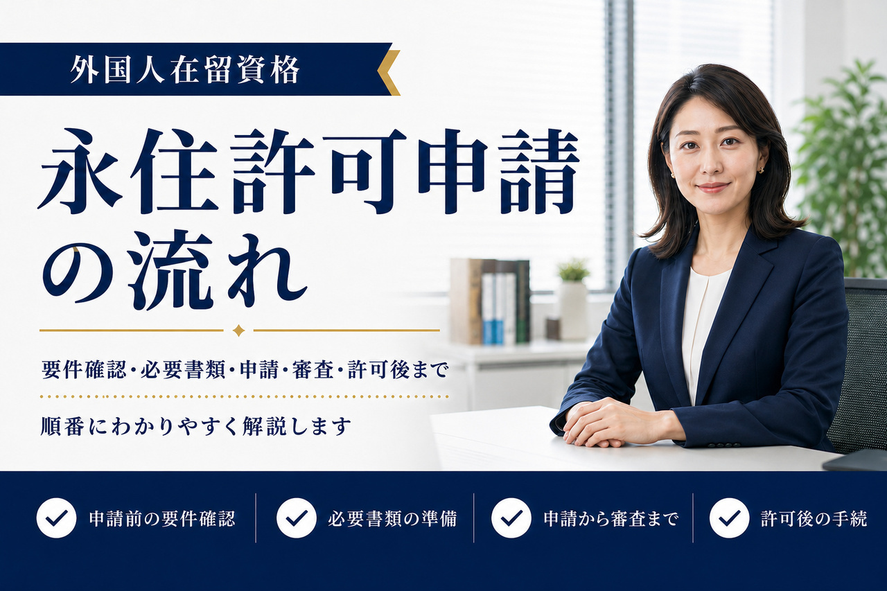 永住許可申請の流れを解説する記事のアイキャッチ画像