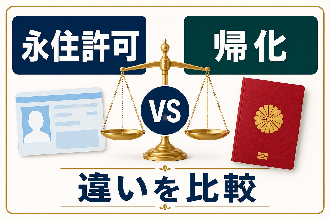 永住許可と帰化の違いを比較する記事のアイキャッチ画像